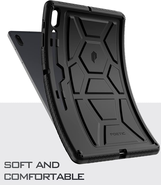 Poetic TurtleSkin Case Designed for Galaxy Tab S7 FE 12.4 Inch 2021 / Galaxy Tab S7 Plus 2020 with S Pen Holder Rugged Shockproof Drop Protection Kids Friendly Silicone Cover Case Black