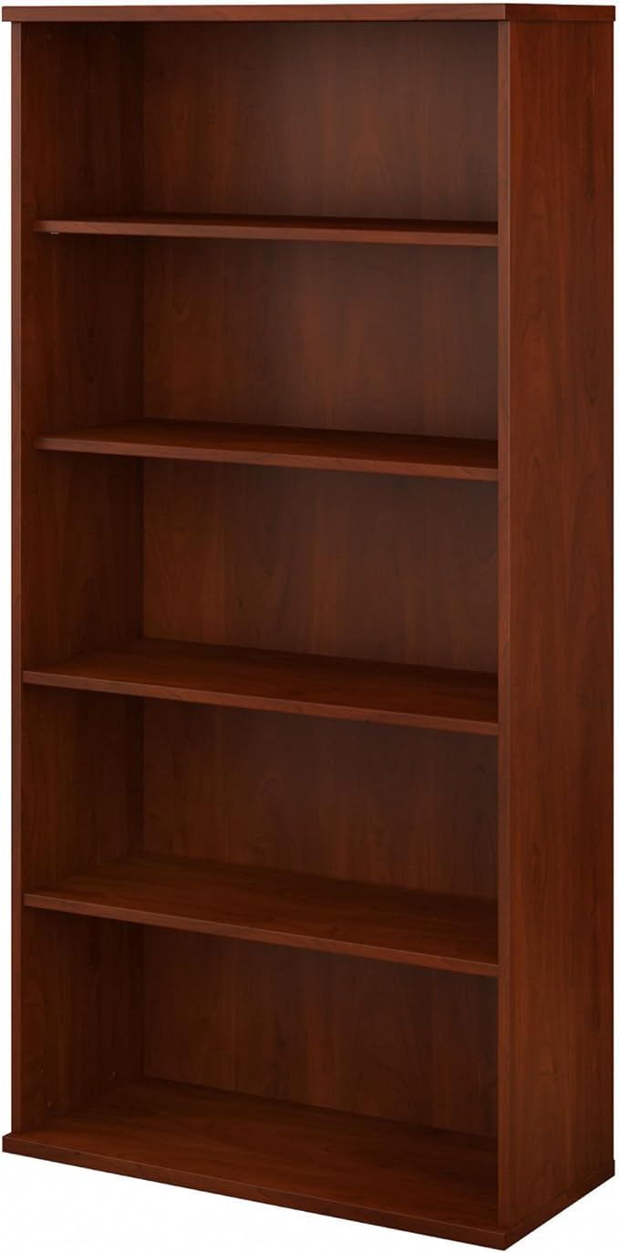 Bush Business Furniture Studio C Tall 5 Shelf Bookcase in Hansen Cherry, Large Bookshelf for Home or Professional Workplace Organization