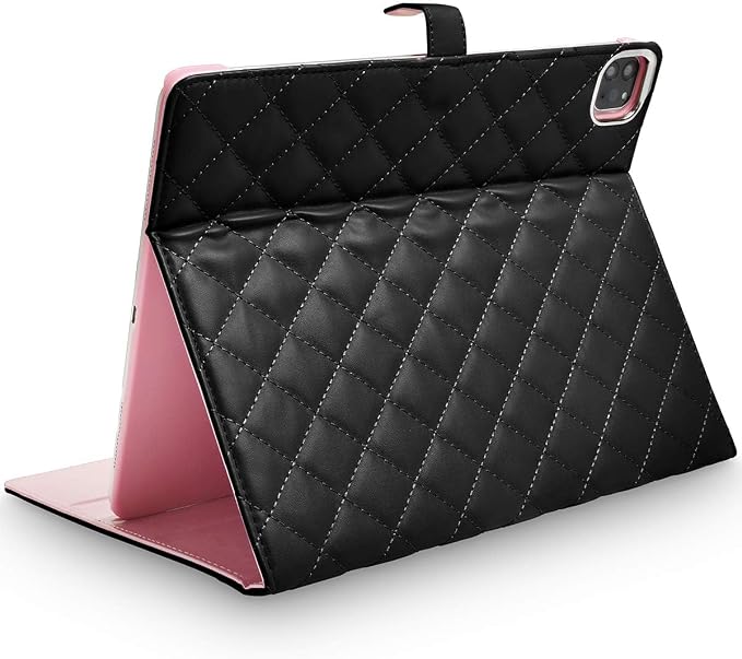 for iPad Pro 11Inch Case M5/M4 2025/2024 (6th/5th Generation)Cute Crown Bling Rhinestone Girly Elegant PU Leather Smart Auto Sleep/Wake Stand Protective Case for iPad Pro 11 2024/2025Black