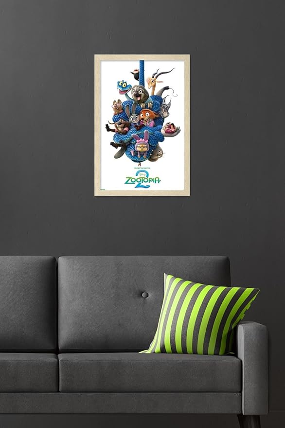 Disney Zootopia 2 (2025) - Group One Sheet Wall Poster, 22.4L" x 14.7W", Blonde Framed Version