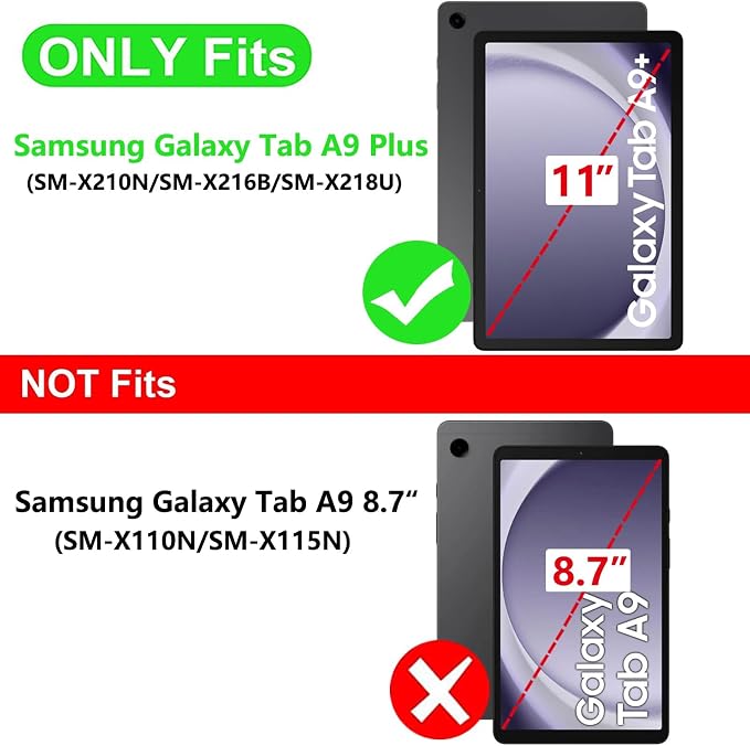 for Samsung Galaxy Tab A9 Plus Case Multiangle Stand for Samsung Tab A9 Plus Tablet Case 11 Inch SM-X210/SM-X216/SM-X218Black