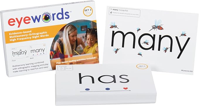 Sight Word & Phonics Flash Cards with Sound Mapping, Set 3 (High-Frequency Words 101–150), Picture-Embedded, Multisensory Learning, Pre-K–Grade 3, Homeschool & Classroom Use, Model EW-27