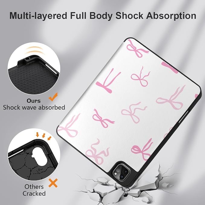 Case for iPad Pro 12.9 inch 6th Generation 2022 Built-in Pencil Holder + Trifold Stand + Auto Wake/Sleep + Protective Cover for iPad Pro 12.9 5th/4th/3rd Gen- Bear