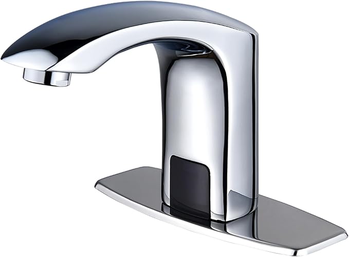 HALO H59 Brass Chrome Touchless Bathroom Faucet 4 AA Batteries Powered, Easy DIY Installation for Novices Automatic Vessel Sink Faucet with Control Box for Market/Home/Restaurant/School