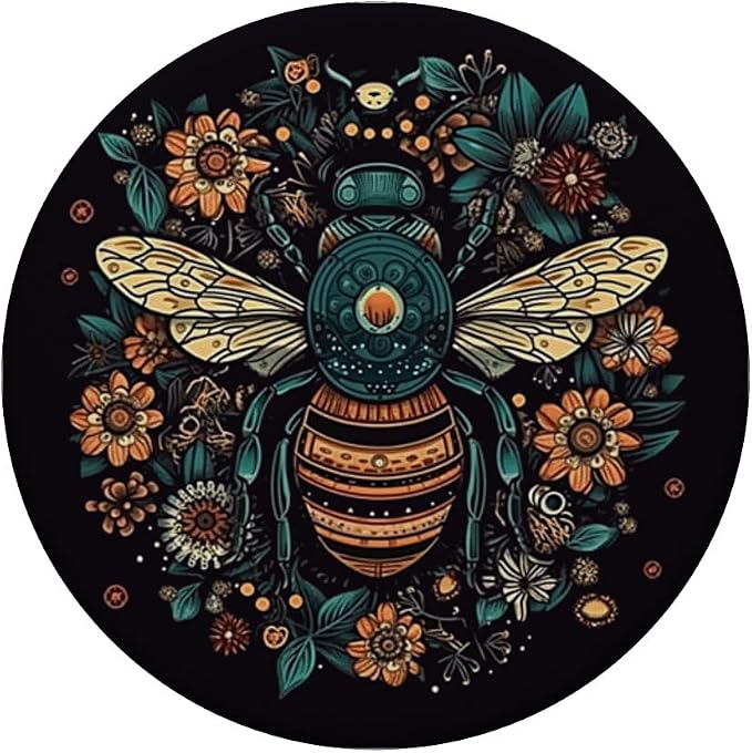 Bee Honeybee Bumblebee Flowers Boho Graphic PopSockets Adhesive PopGrip
