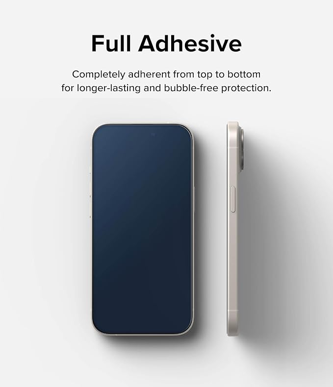 Ringke Full Cover Glass [Super Easy to Install] Compatible with iPhone 15 Screen Protector Case Friendly Shatterproof Premium 9H Hardness Tempered Glass with Installation Tool