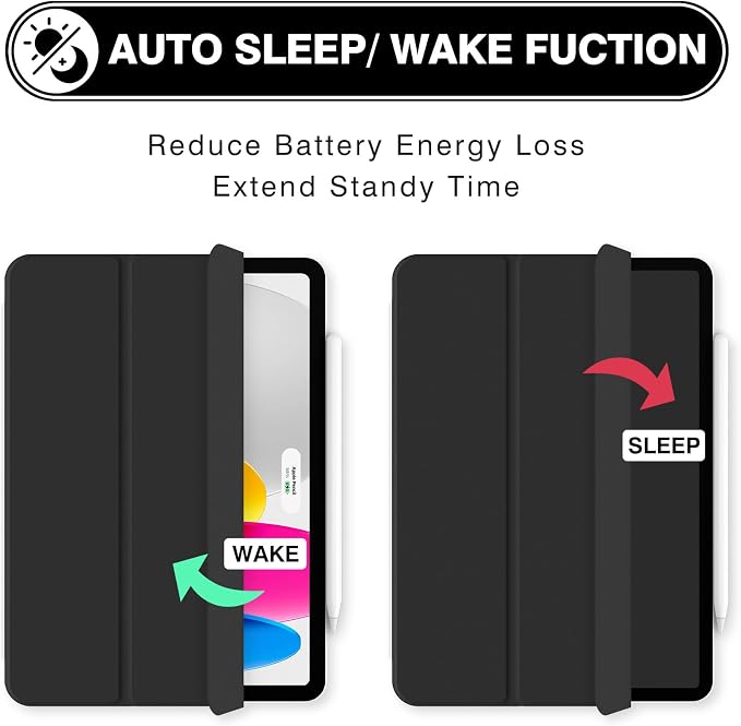 Magnetic Case for iPad (A16) 11th Generation 11 Inch 2025 Smart Folio for iPad 10th Generation 10.9 inch 2022 Trifold Stand Tablet Cover with Auto Sleep/Wake Slim Lightweight Case Black