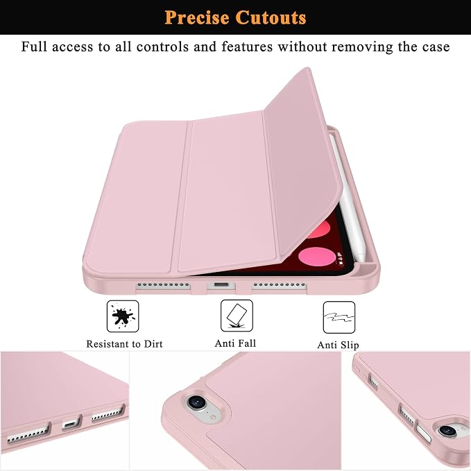 Soke Case for iPad mini (A17 Pro) 7th/ 6th Generation (Book Wine) | Built-in Apple Pencil Slot fit iPad Mini 2024 and 2021 8.3 inch Auto Sleep/Wake