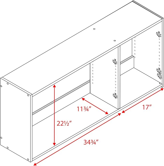 Prepac Elite 54" Wall Cabinet, Black Storage Cabinet, Bathroom Cabinet, Pantry Cabinet with 2 Adjustable Shelves 12" D x 54" W x 24" H