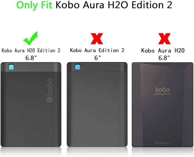 Kepuch Custer Case for Kobo Aura H2O Edition 2Ultra-Thin PU-Leather Hard Shell Cover for Kobo Aura H2O Edition 2 - Black
