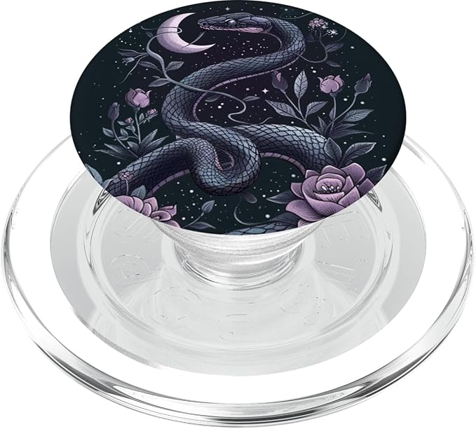 Vintage Snake Purple Flower Witchy Moon Phases PopSockets PopWallet for MagSafe