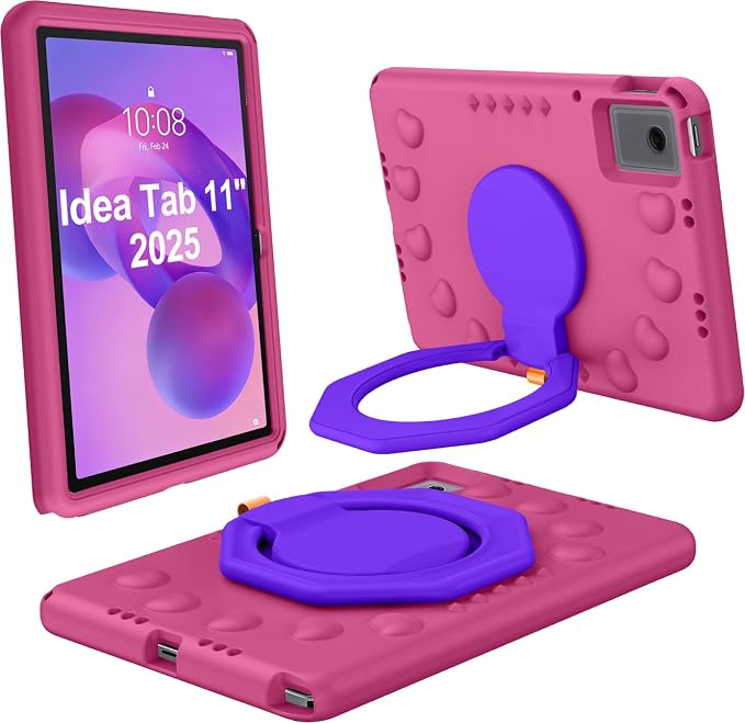 for Lenovo Idea Tab Plus Case 12.1 2025 with 360° Rotating Stand Handle and Pencil Holder New EVA Shockproof Cover for Kids Adults Home School Office Outdoor Black