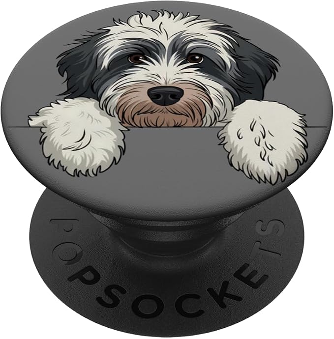 Cute Bernedoodle Peeking Doodle Puppy Dog Lover Men Women PopSockets Adhesive PopGrip