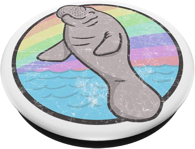 Cute Manatee Rainbow - Chubby Mermaid Sea Cow PopSockets PopGrip: Swappable Grip for Phones &amp Tablets