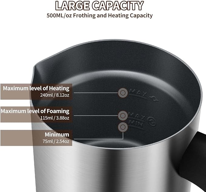 CIRAGO Milk Frother 4 in 1 Electric Milk Steamer Hot & Cold Foam Maker