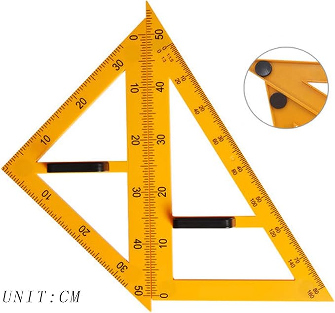 Magnetic Geometry Set on Whiteboard Math Classroom Large Protractor Triangle Ruler Plate Set Compass Drawing Tools for Teacher (5 Pieces)
