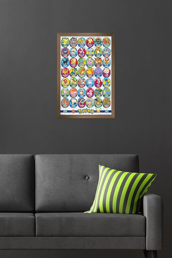 Pokémon: All-Time Favorites - Grid Wall Poster, 22.4L" x 14.7W", Bronze Framed Version