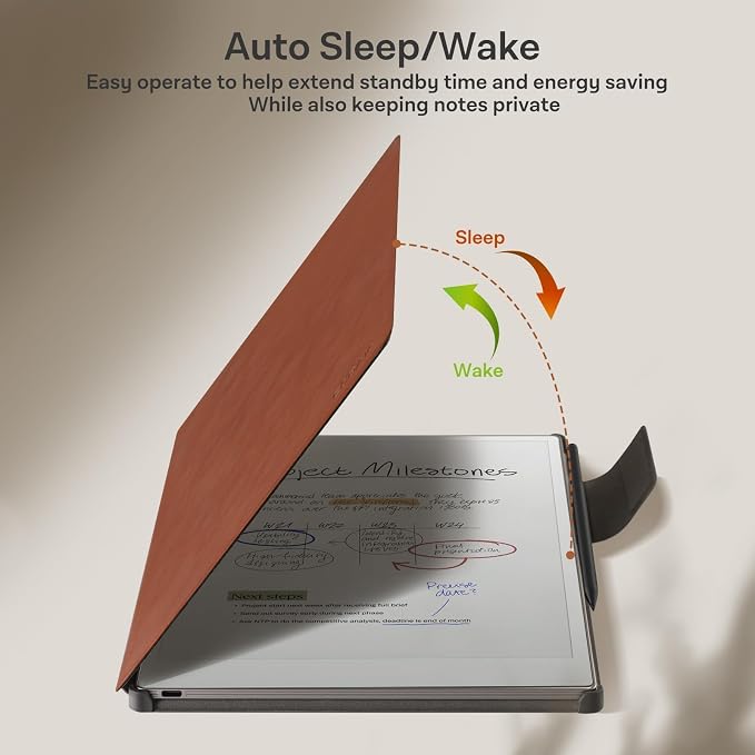 CoBak Premium Magnetic Case for Remarkable Paper Pro 2024 Released 11.8 inch PU Leather Smart Auto Sleep/Wake Book Folio Cover with Corner Protection and Pen Holder Strap Coffee Brown