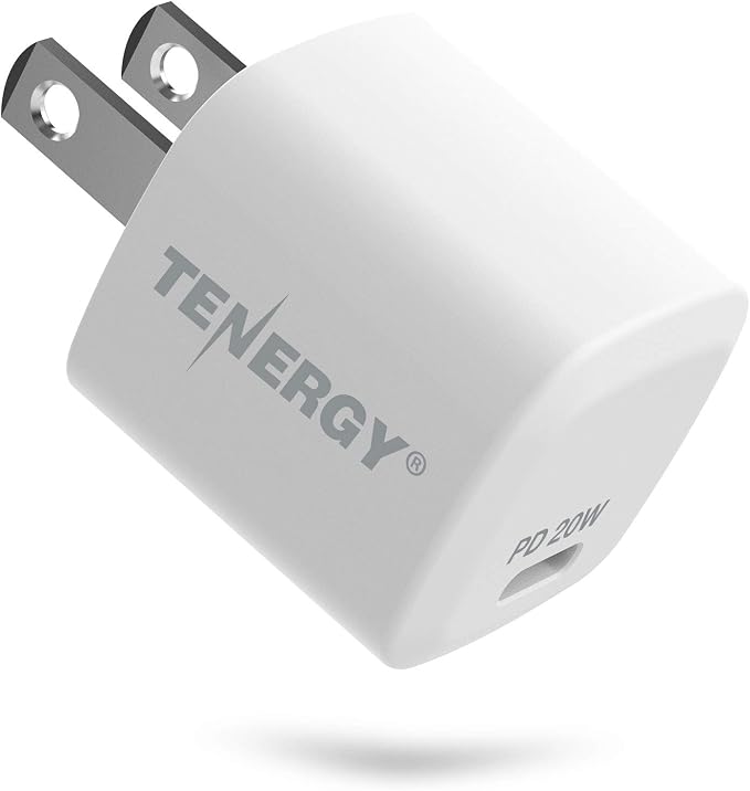 Tenergy USB-C Charger with PD 20W 2 Pack Fast Charging iPhone 12/12 Mini / 12 Pro / 12 Pro Max / 11 Galaxy Pixel 4/3 iPad Pro (Cable not Included)