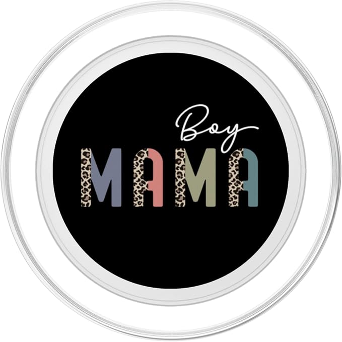 Boy Mama Simple Leopard Text Mom of Boys Cute Mothers Day PopSockets Adhesive PopGrip