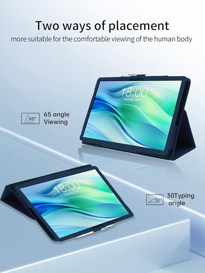 Case for FEONAL Android 14 Tablet 11 inch Tablets11 inch TabletUYRUREL Leather Slim Folding Stand Cover with Hand Strap Magnet for Men Women Full ProtectionBlack.