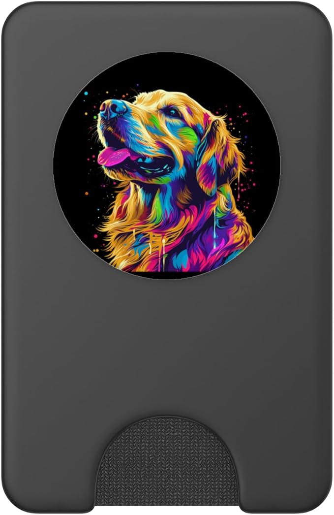Colorful Pop Art Cute Golden Retriever Dog Portrait PopSockets Adhesive PopGrip