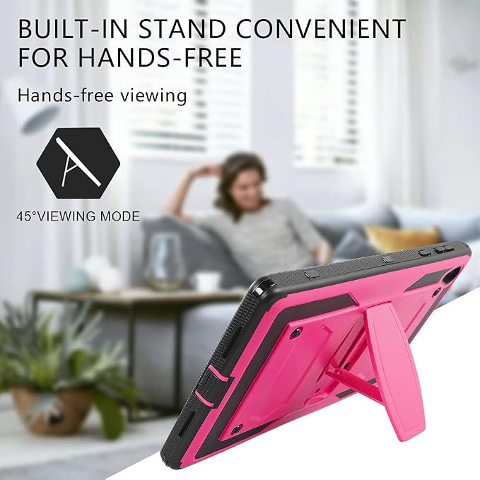 Mignova for Alcatel Joy Tab 2 8 inch 2020 Case Model 9032Z Come with HD Tempered Glass Screen Protector for TCL Tab Model 9048S Tablet Case Built in Stand Shockproof Hard Back Shell Case (Pink+1 Pcs)
