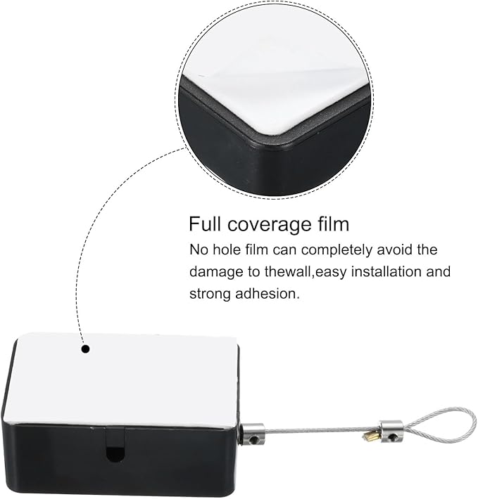 MECCANIXITY Punch Free Automatic Sensor Door Closer 78.7" Retractable Cable Lock for Home Office Doors 1500g 2Set Black with Adhesive Sticker Hook Screw Expansion Nail Sleeve