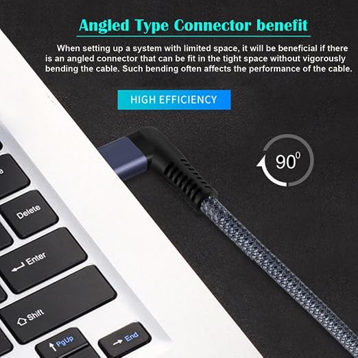 chenyang USB C to C Coiled Cable USB 3.2 Type C 90 Degree UP Angled 20Gbps PD 100W 8K@60Hz Data Fast Charging Cable 6ft