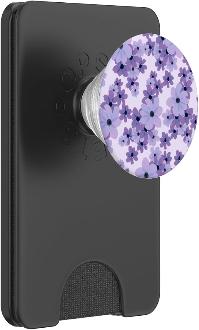 Purple Flowers Pattern Pop-Up Socket Grip-Flowers Floral PopSockets PopGrip for MagSafe