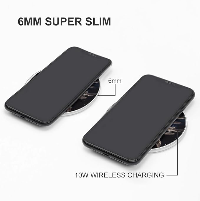 White Fantasy Dream Catcher Wireless Charger Fast Charging Pad | Anti-Slip Qi Certified Wireless Charging Pad for All Phones with Wireless Charging Function for Home Office Travel