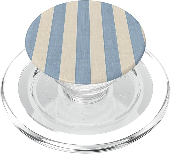 Cream Blue Stripe Pastel Pattern PopSockets PopWallet for MagSafe