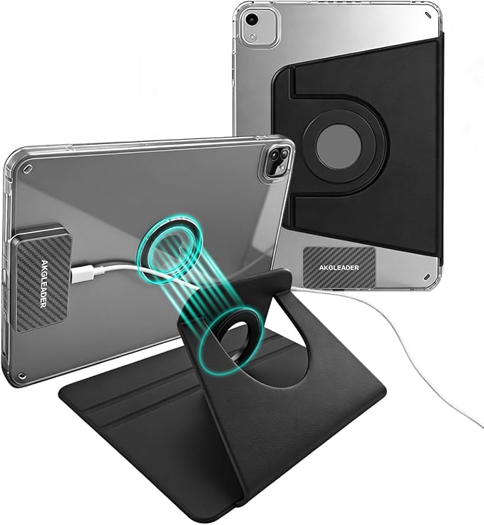 Magnetic Case for iPad Pro 11 Inch 2025/2024 Compatible with iPad Pro M5/M4 Protective Cover with Removable 360 Degree Rotating Slim Stand Auto Wake/Sleep Pencil Holder Black