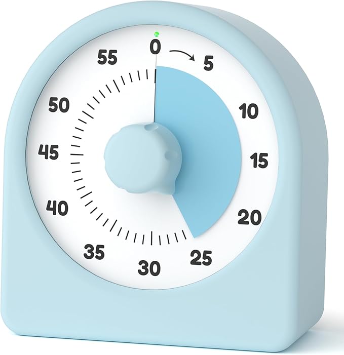 LIORQUE Visual Timer for Kids with Pause Function,Timer for Kids and Adults, Protective Case, Silent Time Management Tool, 60-Minute Countdown for Classroom, Office, Meetings, Study, Kitchen(Blue)