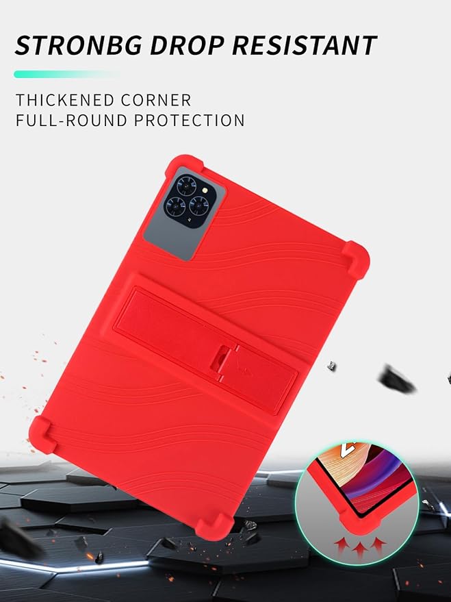 Case for KINGRID T90 11 inch Android 16 TabletWUNIAK Shock Proof Lightweight Stand Rubber Shell Protective CoverKids Friendly Soft Silicone Adjustable Stand CoverBlack
