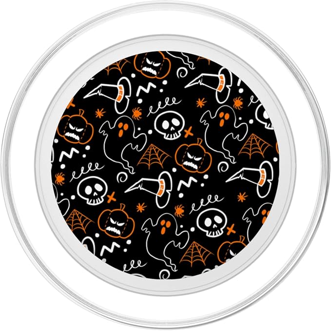 Ghost Skeleton Pumpkin Witch Hat Cute Halloween Pattern PopSockets Adhesive PopGrip