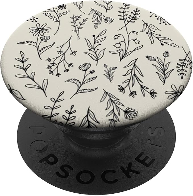 Sand Beige Wildflower Floral Flower Pattern PopSockets Adhesive PopGrip