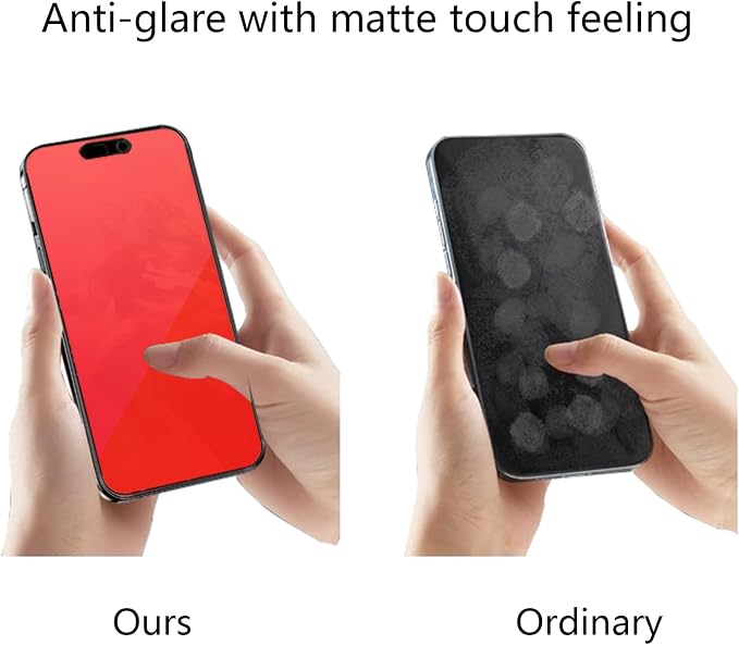 2 Pack Matte Anti-Blue Privacy Tempered Glass for iPhone 14 Pro Max / 15 Plus / 16 Plus Anti-glare Anti-Spy Screen Protector Film Colorful 6.7 inch