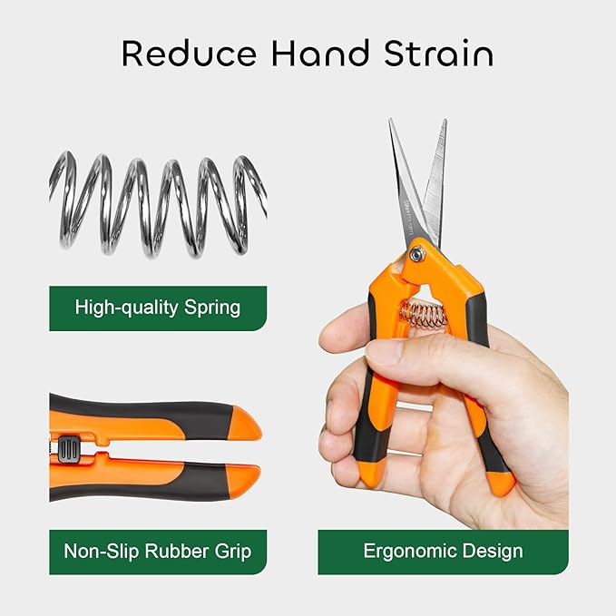 GROWNEER 6 Packs Pruning Shears Gardening Hand Pruning Snips with Straight Stainless Steel Precision Blades