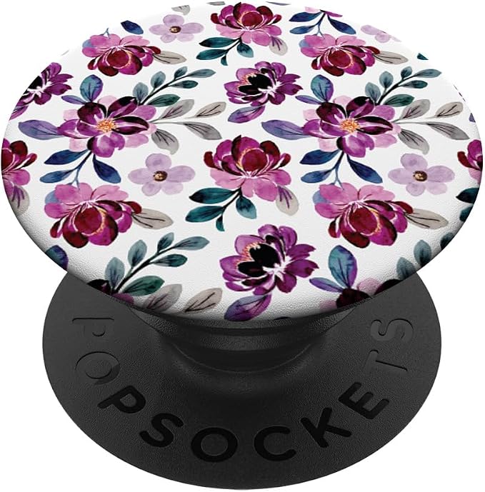 Beautiful Violet Floral Watercolor Flowers PopSockets Adhesive PopGrip