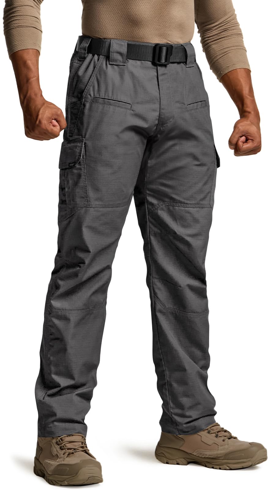 CQR Men's Tactical Pants, Water Resistant Ripstop Cargo Pants, Lightweight EDC Work Hiking Pants, Outdoor Apparel, Raider Charcoal, 40W x 30L