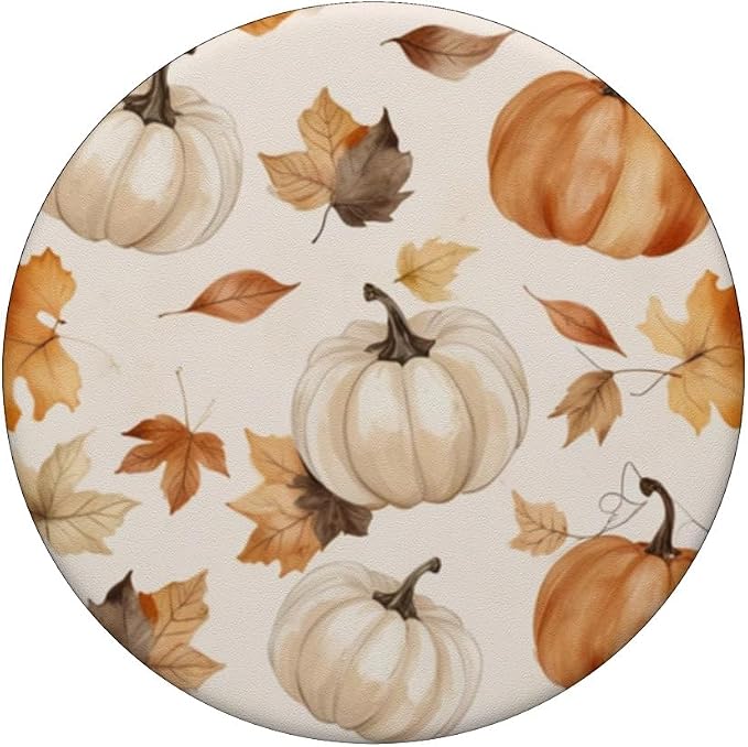 Cute Fall Pumpkin and Leaf Pattern Autumn Design PopSockets Adhesive PopGrip