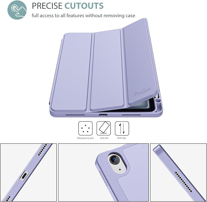 ProCase Smart Case for iPad Air 11-inch M4/M3/M2 &amp Air 10.9 5th/4th Gen | Hard Back Cover with Auto Sleep/Wake Slim Lightweight Case for iPad Air 11 2026/25/24 &amp 10.9 2022/2020-Aqua