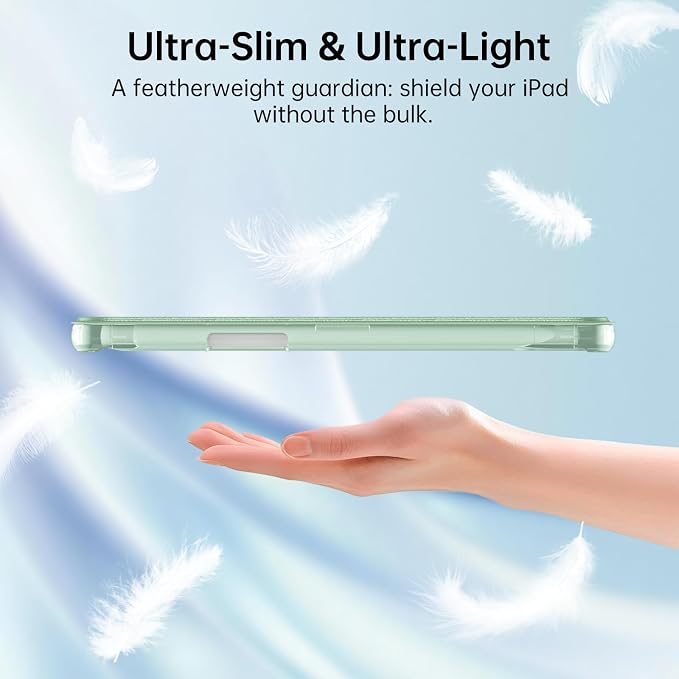 MoKo for iPad mini A17 Pro Case 8.3 Inch 2024 iPad mini 7th/6th Case 2021 | For iPad Mini Case with Pencil Holder Light Trifold Smart Protective Cover with Hard PC Translucent Back Shell Agave Gree