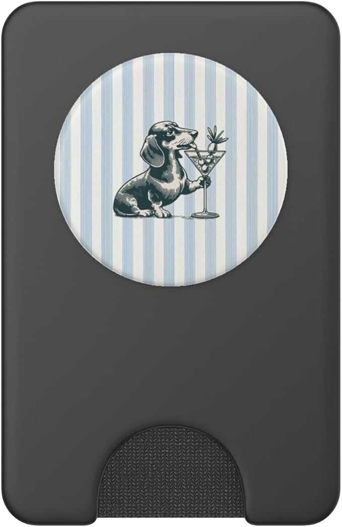 Blue Dog Drinking Illustration Print PopSockets PopGrip for MagSafe