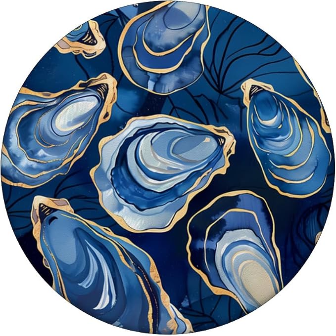 Exquisite Oysters in Blue and White Watercolors An Oyster PopSockets PopGrip for MagSafe