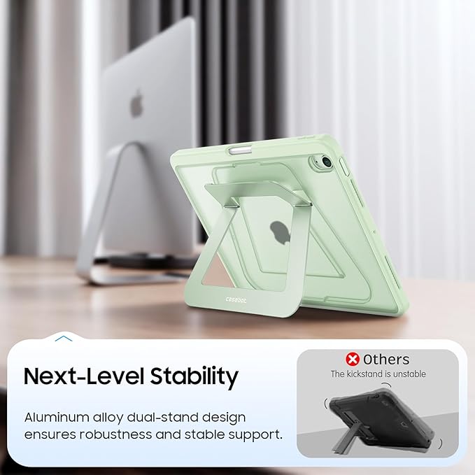 Fintie Shockproof Case for iPad Air 11-inch &amp iPad Air 5th/4th Gen 10.9 in | Slim Frosted Hard Back Cover Multi-Angle Viewing Built-in Kickstand &amp Pencil Holder Anti-Scratch Black