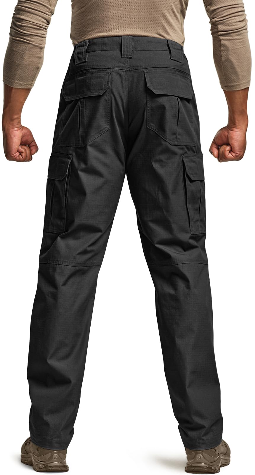 CQR Men's Tactical Pants, Water Resistant Ripstop Cargo Pants, Lightweight EDC Work Hiking Pants, Outdoor Apparel, Raider Black, 34W x 30L