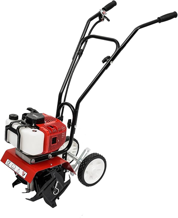 2HP Garden Tiller Cultivator 52CC 2 Stroke Gasoline Engine Mini Tiller Cultivator Rotary Hoe Rototiller Garden Yard Soil Tilling Machine