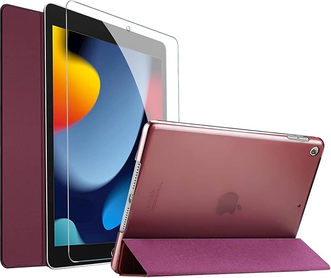 ProCase iPad 10.2 Case 2021 9th Gen/ 2020 8th Gen/ 2019 7th Gen Case with Tempered Glass Screen Protector Slim Stand Hard Shell Protective Smart Cover for 10.2” iPad 9th/8th/7th Generation -Black
